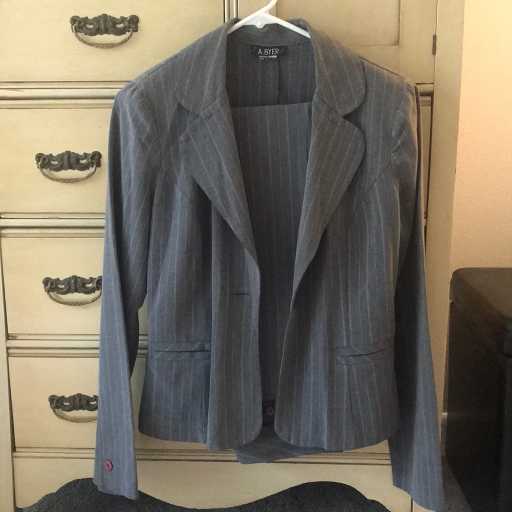 A.BYER Grey Pinstripe Pantsuit size small